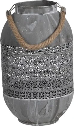 Windlicht Ø 19*30 Cm - Grijs Zink