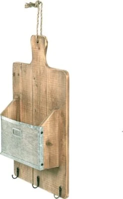 Wandrek 33*9*55 Cm Bruin Hout, Metaal Wandplank Wandschap