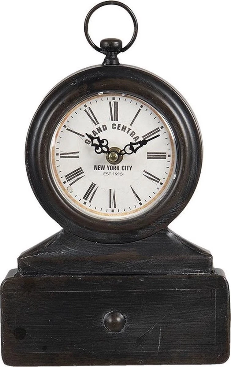 Tafelklok 18*5*27 Cm / 1*AA Zwart Ijzer, Glas Rond Tafelklokken Binnen Staand Klokje Tafelklokje 3 Tafelklok 18*5*27 Cm / 1*AA Zwart Ijzer, Glas Rond Tafelklokken Binnen Staand Klokje Tafelklokje