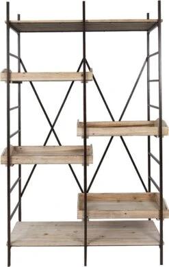 Wandrek 100*41*171 Cm Bruin Hout Rechthoek Stellingkast Wandschap