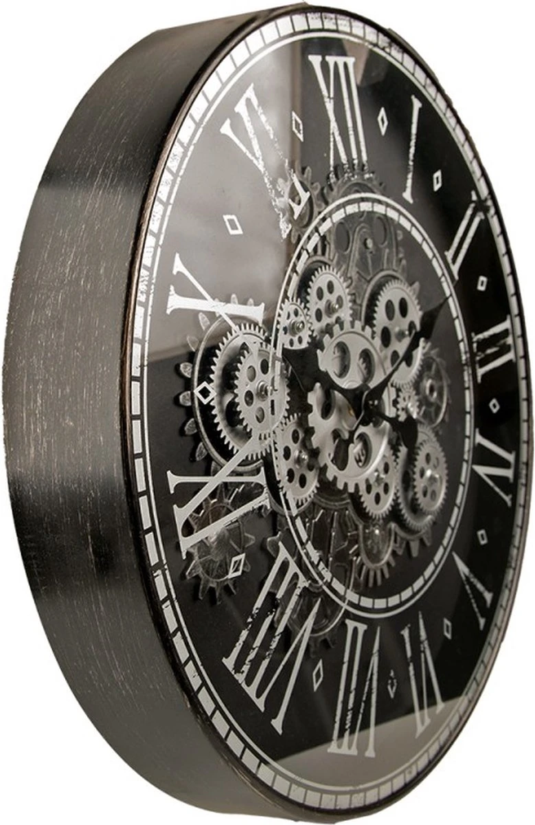 Wandklok Ø 50 Cm Zwart Kunststof Rond Muurklok Hangklok 4 Wandklok Ø 50 Cm Zwart Kunststof Rond Muurklok Hangklok - Afbeelding 2