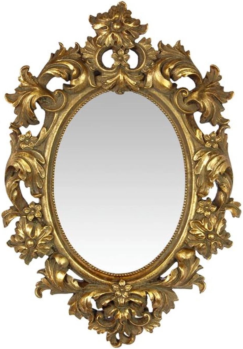 Spiegel - Ovaalvormige Goudkleurige Spiegel - Resin Lijst 3 Spiegel - Ovaalvormige Goudkleurige Spiegel - Resin Lijst