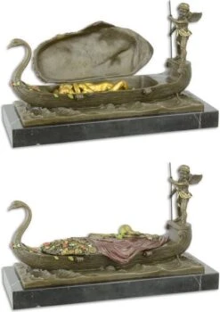 Beeld - Naakt Stel In Gondel - Erotisch Sculptuur - 20,7 Cm Hoog