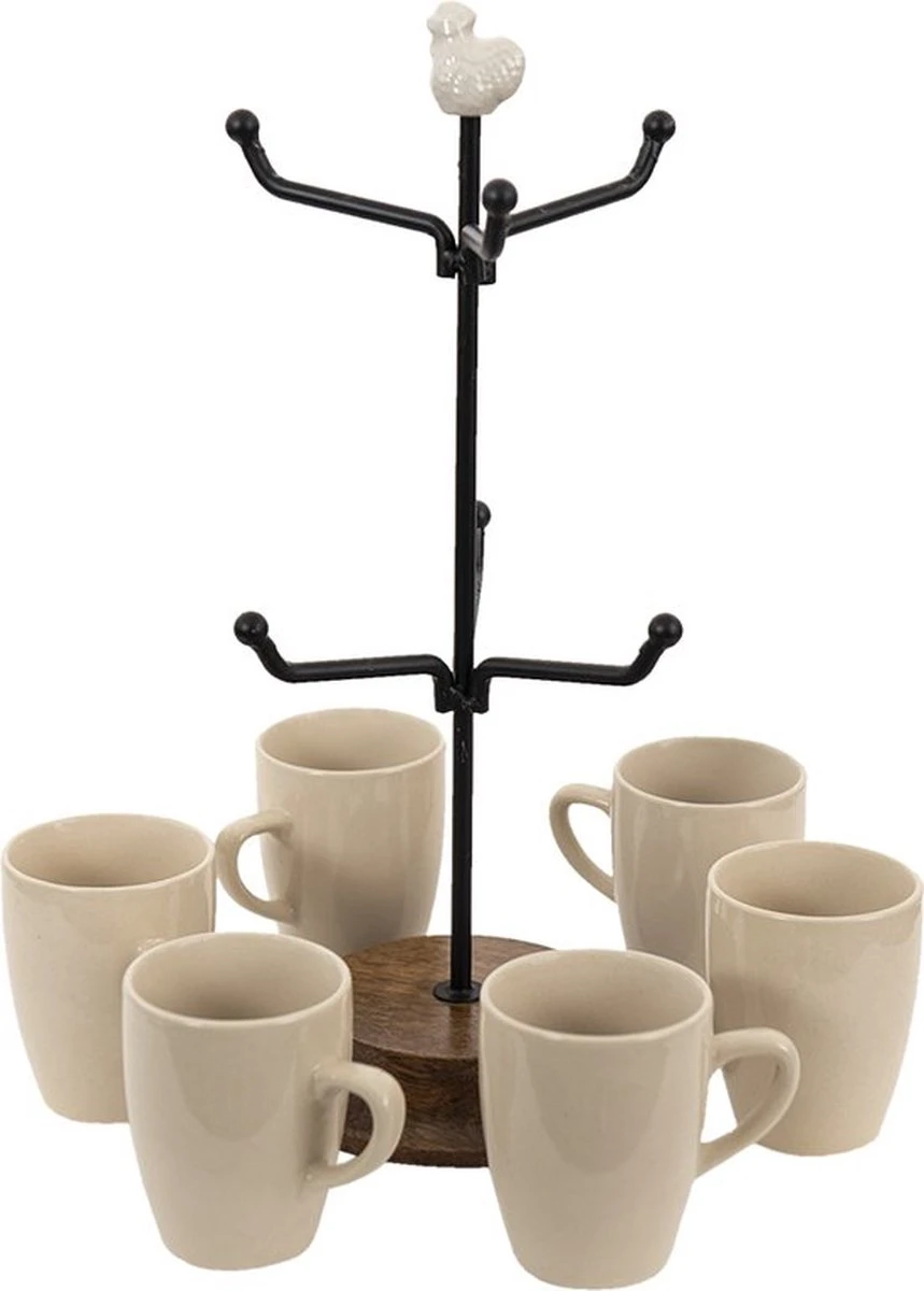 Mokkenrek Kip Ø 14*39 Cm Beige Keramiek Mokkenboom Mokkenhouder Mokken Rek 3 Mokkenrek Kip Ø 14*39 Cm Beige Keramiek Mokkenboom Mokkenhouder Mokken Rek