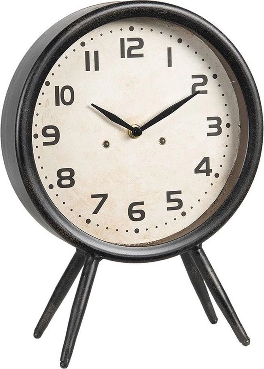 Tafelklok 24*11*32 Cm / 1*AA Zwart Ijzer, Glas Rond Tafelklokken Binnen Staand Klokje Tafelklokje - Vintage Klok 4 Tafelklok 24*11*32 Cm / 1*AA Zwart Ijzer, Glas Rond Tafelklokken Binnen Staand Klokje Tafelklokje - Vintage Klok - Afbeelding 2