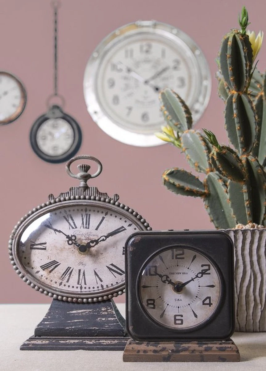 Tafelklok 16*7*21 Cm Bruin Ijzer Ovaal Tafelklokken Binnen Staand Klokje Tafelklokje 4 Tafelklok 16*7*21 Cm Bruin Ijzer Ovaal Tafelklokken Binnen Staand Klokje Tafelklokje - Afbeelding 2