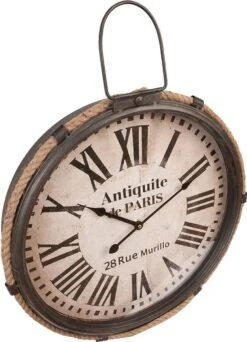 Wandklok 47*7*58 Cm / 1xAA Bruin Hout, Metaal Rond Muurklok Hangklok Keukenklok