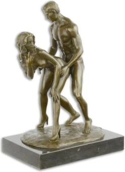 Bronzen Beeld - Naakt Stel - Erotisch Sculptuur - 29,8 Cm Hoog