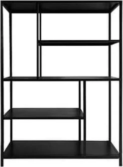 Wandrek - Zwart Metaal - Hout - Industrieel - Stoer - H149cm