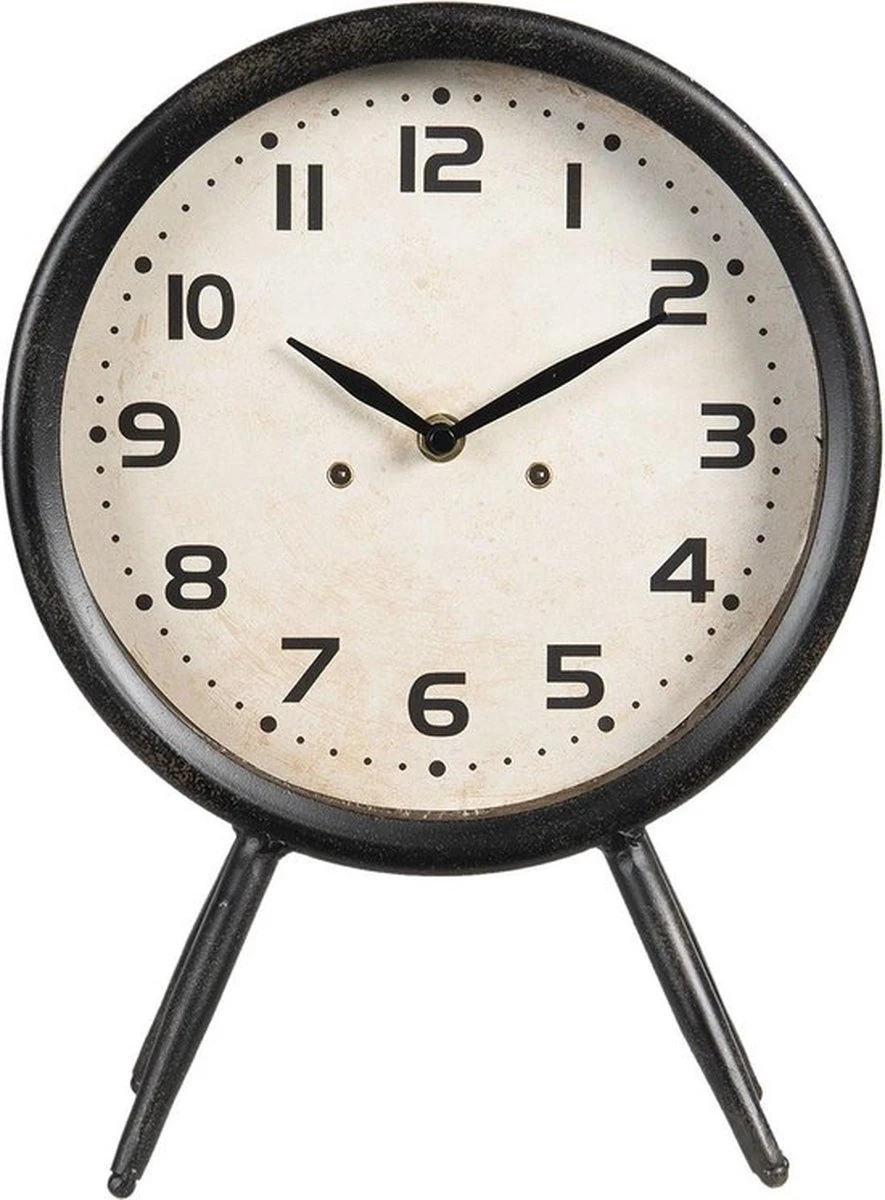Tafelklok 24*11*32 Cm / 1*AA Zwart Ijzer, Glas Rond Tafelklokken Binnen Staand Klokje Tafelklokje - Vintage Klok 3 Tafelklok 24*11*32 Cm / 1*AA Zwart Ijzer, Glas Rond Tafelklokken Binnen Staand Klokje Tafelklokje - Vintage Klok