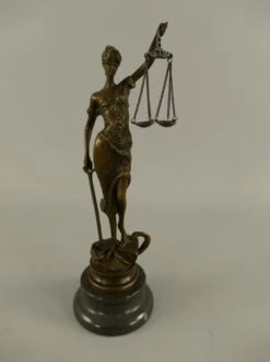 Beeld Brons Vrouwe Justitia - Decoratief - Romeinse Godin - 23 Cm Hoog