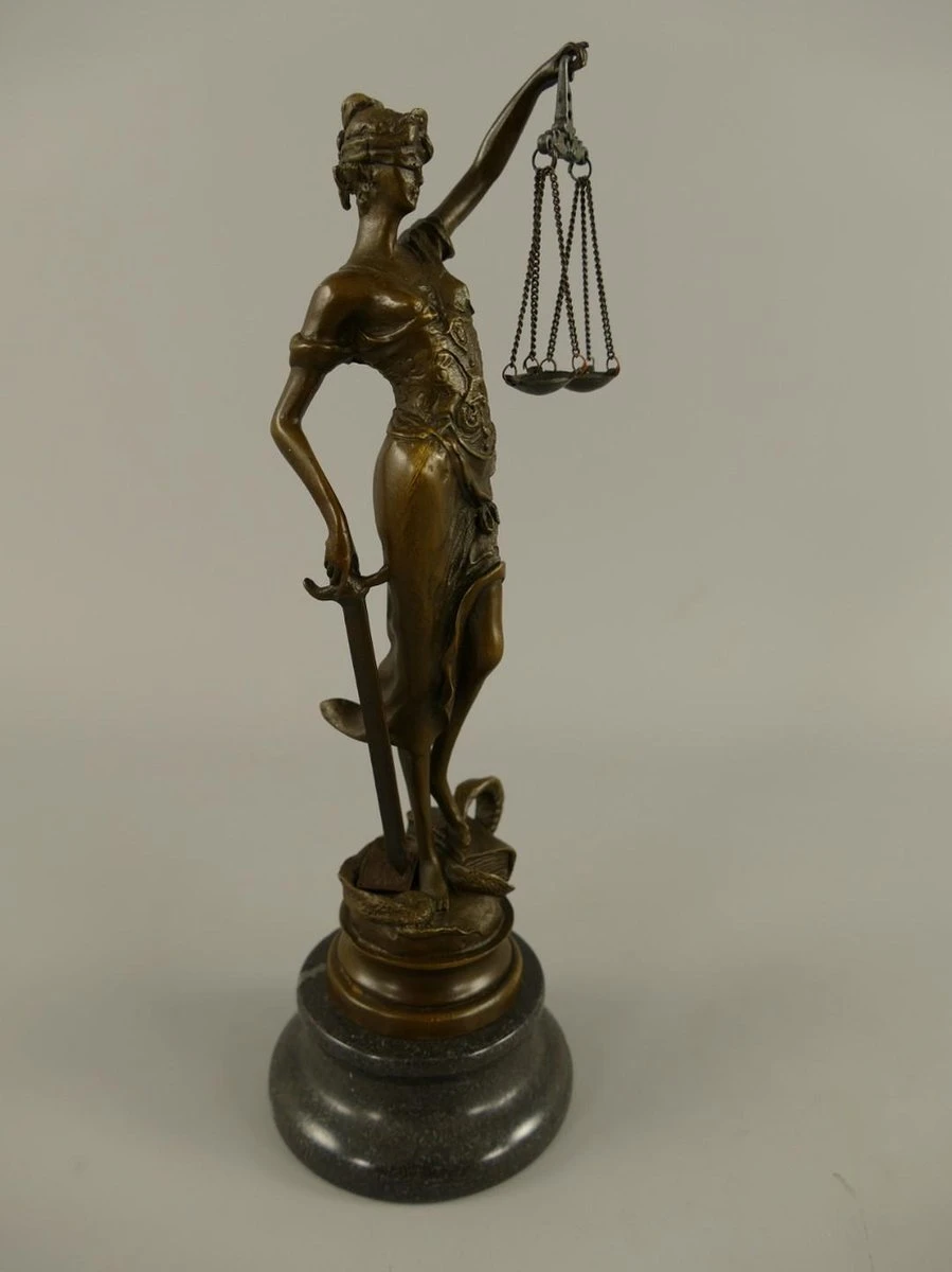 Beeld Brons Vrouwe Justitia - Decoratief - Romeinse Godin - 23 Cm Hoog 4 Beeld Brons Vrouwe Justitia - Decoratief - Romeinse Godin - 23 Cm Hoog - Afbeelding 2