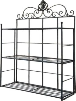 Wandrek 51*17*62 Cm Zwart Ijzer Krullen Muurrek Opbergrek