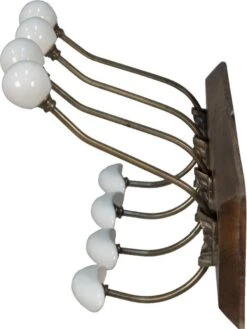 Wandkapstok 4 Haken 45*17*20 Bruin, Wit Hout, Metaal