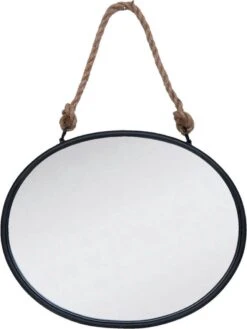 Wandspiegel 50*4*40 Cm Zwart Hout, Metaal Ovaal Touw Grote Spiegel Muur Spiegel Wand Spiegel - Modern
