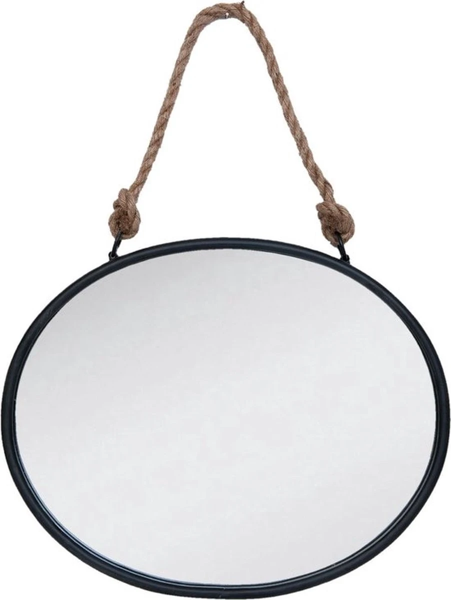 Wandspiegel 50*4*40 Cm Zwart Hout, Metaal Ovaal Touw Grote Spiegel Muur Spiegel Wand Spiegel - Modern 3 Wandspiegel 50*4*40 Cm Zwart Hout, Metaal Ovaal Touw Grote Spiegel Muur Spiegel Wand Spiegel - Modern