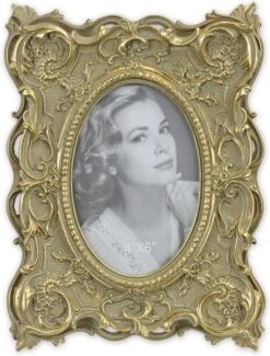 Klassieke Fotolijst - Resin Lijst - Goudkleur, Ovale Foto - 25,4 Cm Hoog