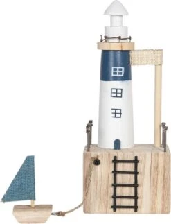 Decoratie Vuurtoren 11*7*7/29 Cm Bruin Hout Rechthoek Decoratief Figuur Decoratieve Accessoires Woonaccessoires