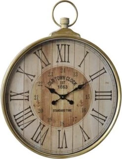 Wandklok - Wanddecoratie - Rond - Klok Metaal - Voor Binnen - Old Town - 67x87 Cm