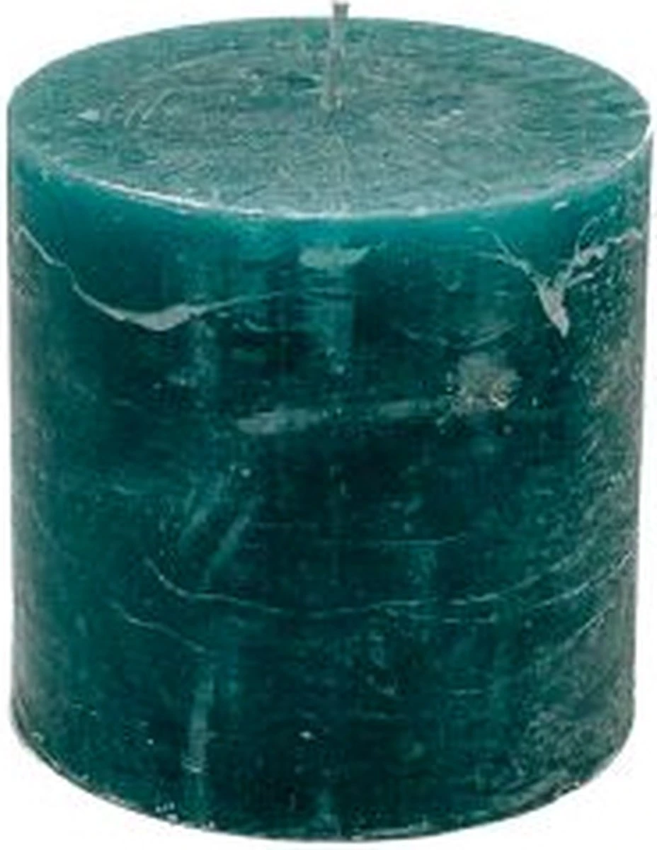 Stompkaars - Petrol - 10x10cm - Parafine - Set Van 2 3 Stompkaars - Petrol - 10x10cm - Parafine - Set Van 2