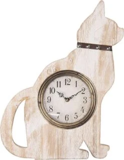 Wandklok Kat 37*4*48 Cm / 1*AA Bruin Hout, Metaal Muurklok Hangklok Keukenklok