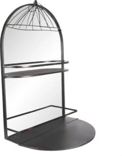 Wandrek 50*36*83 Cm Bruin Ijzer, Glas Muurrek Opbergkast Hangkast