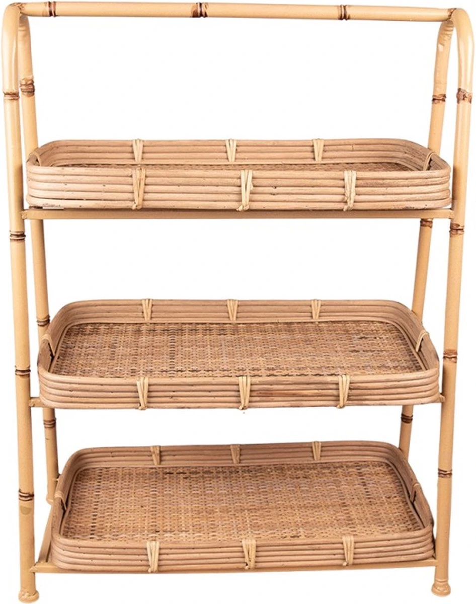 Wandrek 50x23x70 Cm Bruin Rotan Ijzer Rechthoek Muurrek 4 Wandrek 50x23x70 Cm Bruin Rotan Ijzer Rechthoek Muurrek - Afbeelding 2