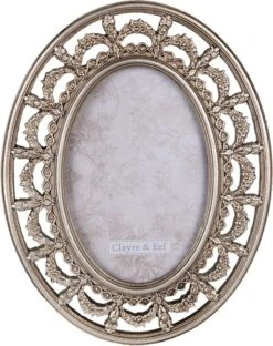 Set Van 2 X Fotolijst 10x15 Cm Zilverkleurig Kunststof Ovaal Fotokader Wissellijst Foto Frame