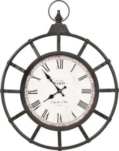 Wandklok 50*4*63 Cm Bruin Metaal Rond Muurklok Hangklok Keukenklok