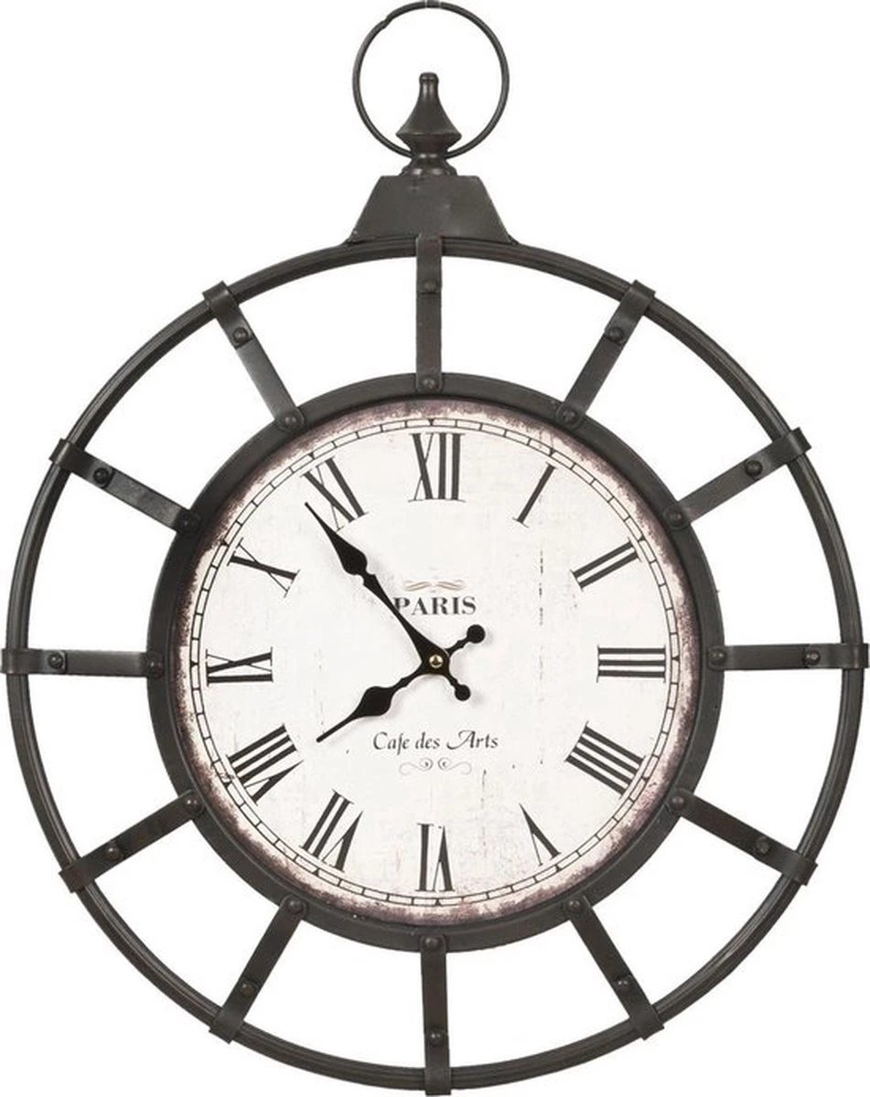 Wandklok 50*4*63 Cm Bruin Metaal Rond Muurklok Hangklok Keukenklok 3 Wandklok 50*4*63 Cm Bruin Metaal Rond Muurklok Hangklok Keukenklok