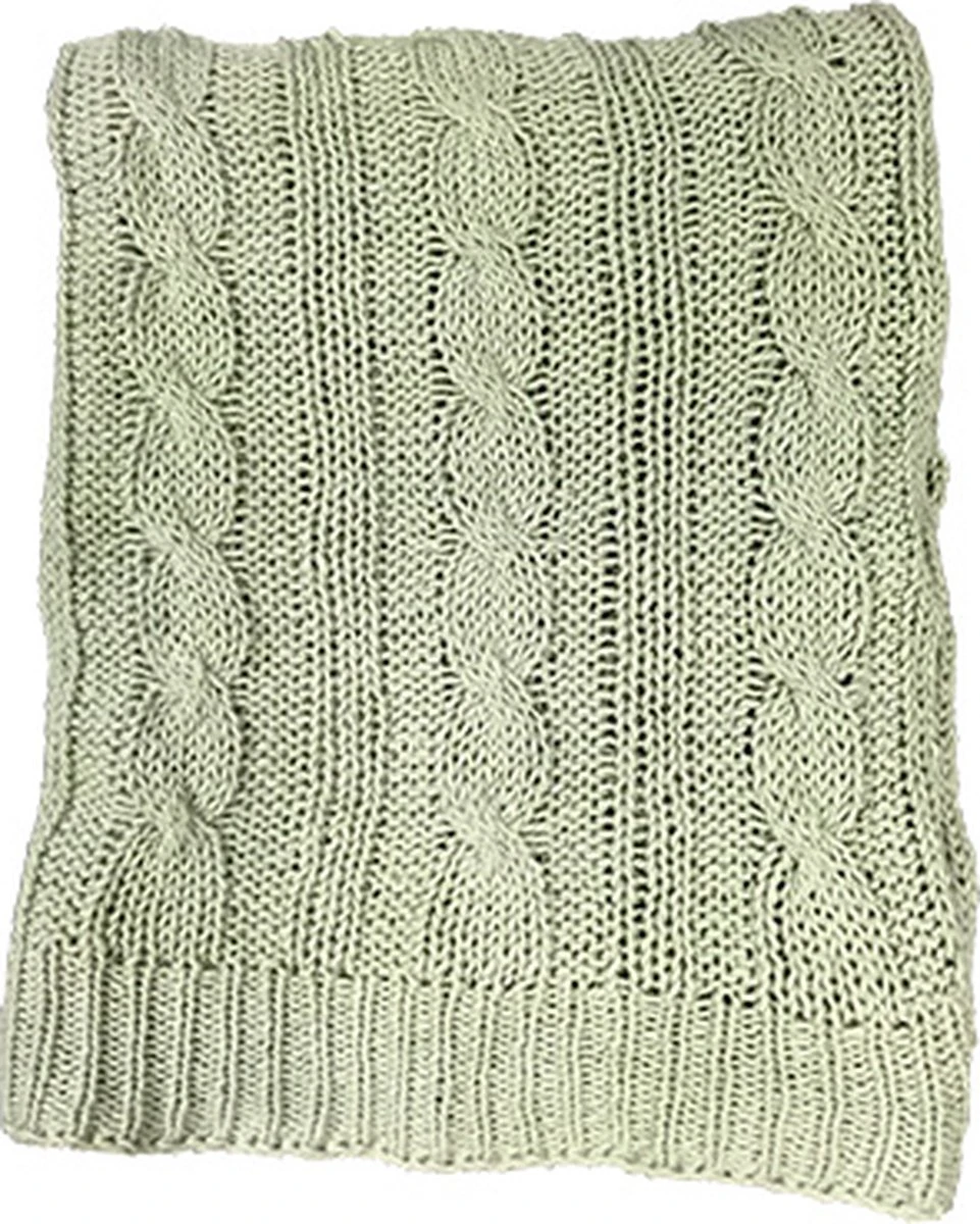 Plaid - Deken - Woonaccessoire - Gebreide Plaid Groen - 170x130 Cm 3 Plaid - Deken - Woonaccessoire - Gebreide Plaid Groen - 170x130 Cm