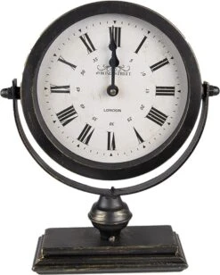 Tafelklok 25x8x30 Cm Zwart Metaal Tafelklokken Binnen Staand Klokje Tafelklokje