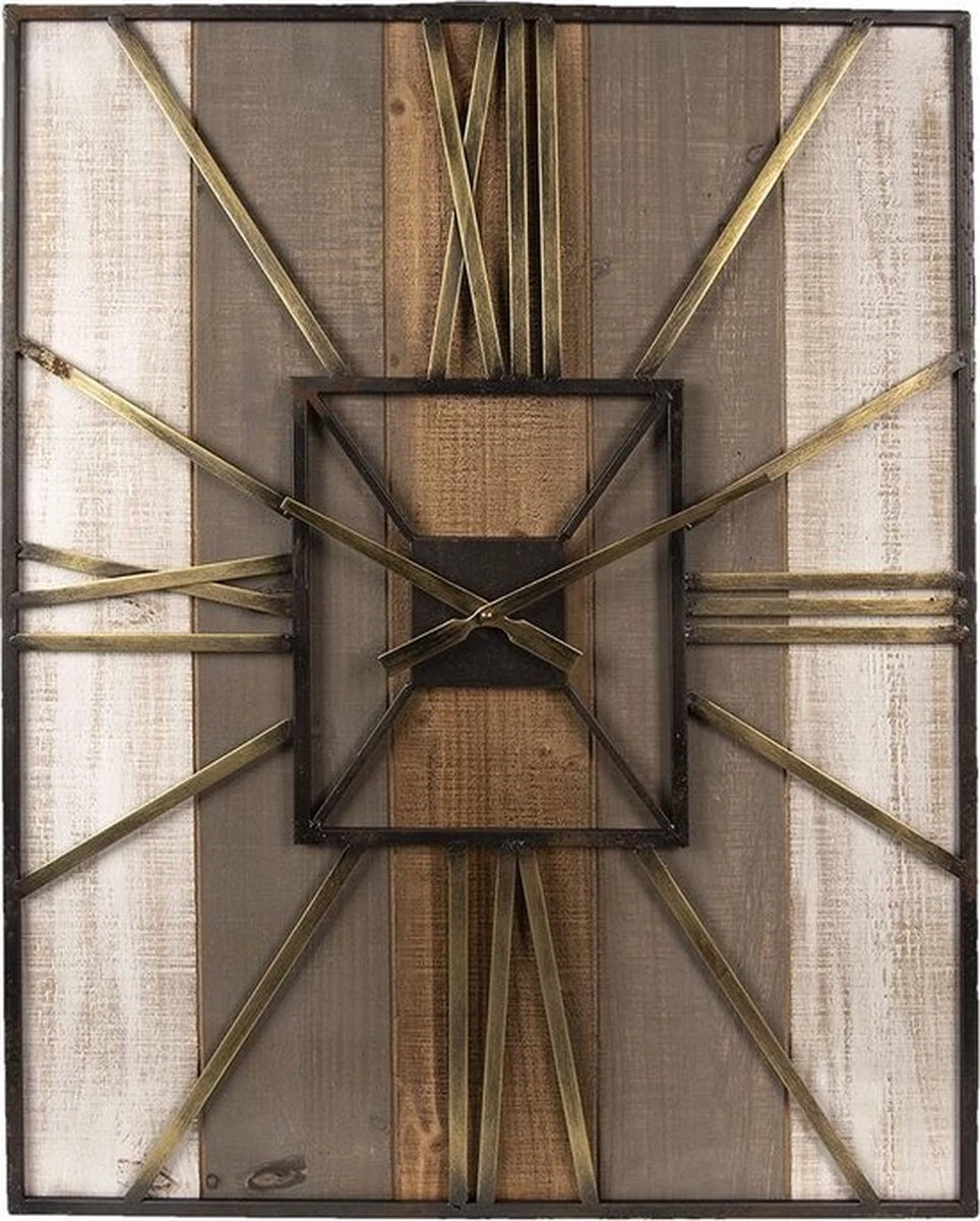 Wandklok 60*6*79 Cm / 1*AA Bruin Hout, Metaal Rechthoek Muurklok Hangklok Keukenklok 3 Wandklok 60*6*79 Cm / 1*AA Bruin Hout, Metaal Rechthoek Muurklok Hangklok Keukenklok