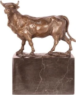 Bronzen Beeld - De Trotse Stier - Gedetailleerd Sculptuur - 17,5 Cm Hoog