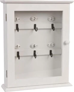 Sleutelkastje 25*7*31 Cm - Wit Hout Glas