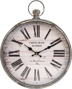 Wandklok 30*6*39 Cm / 1*AA Zwart Hout, Metaal Rond Muurklok Hangklok Keukenklok