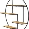 Wandrek Ø 70*15 Cm Bruin, Zwart Ijzer, Hout Rond Muurrek Opbergkast Hangkast -Trendybywave 976x1200