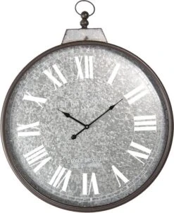 Wandklok 60*4*76 Cm / 1*AA Grijs Metaal Rond Muurklok Hangklok Keukenklok