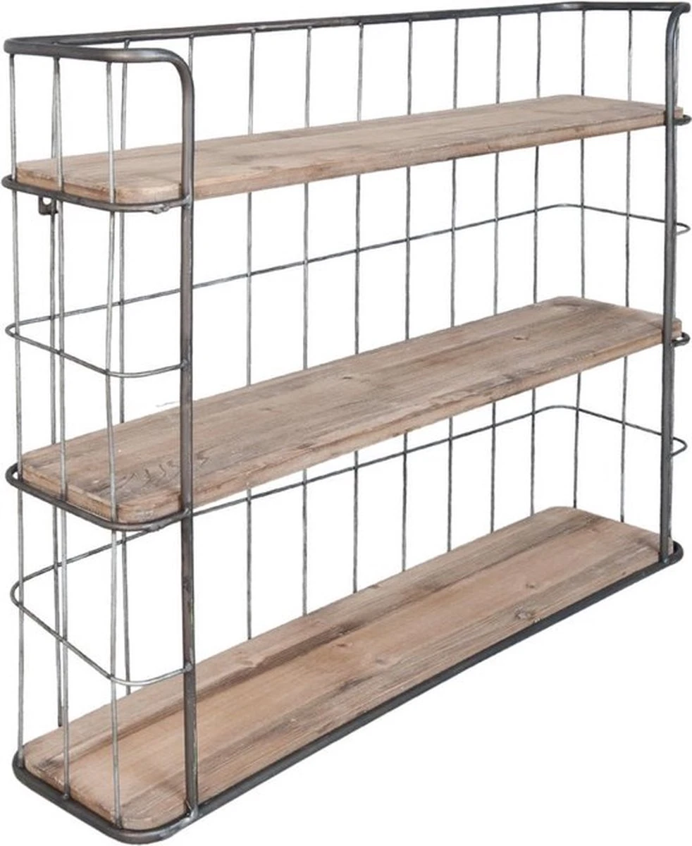 Wandrek 85*20*64 Cm Bruin Hout Rechthoek Muurrek Opbergkast Hangkast 4 Wandrek 85*20*64 Cm Bruin Hout Rechthoek Muurrek Opbergkast Hangkast - Afbeelding 2