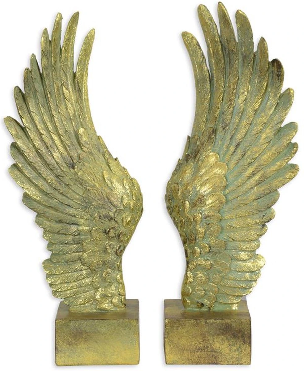 Resin Beeld - Vleugels Op Sokkel - Set Van 2 - 40,3 Cm Hoog 3 Resin Beeld - Vleugels Op Sokkel - Set Van 2 - 40,3 Cm Hoog