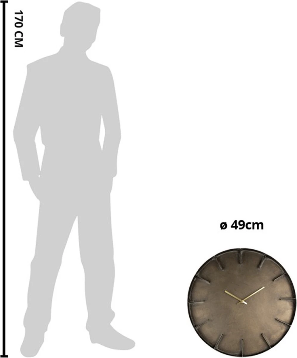 Wandklok Ø 49 Cm Grijs Ijzer Rond Muurklok Hangklok 6 Wandklok Ø 49 Cm Grijs Ijzer Rond Muurklok Hangklok - Afbeelding 4