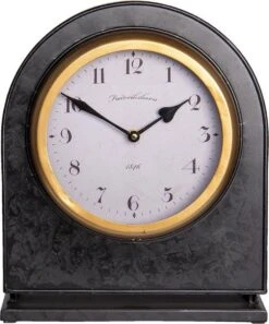 Staande Klok 28*10*34 Cm Zwart Metaal Klok Op Voet Staande Klok Woonkamer